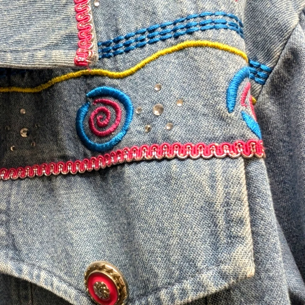 Vintage Christina Hope embroidered denim jacket NWOT size 14